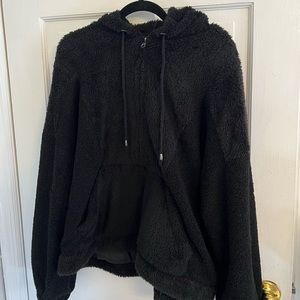Black Fur quarter zip hoodie in black
